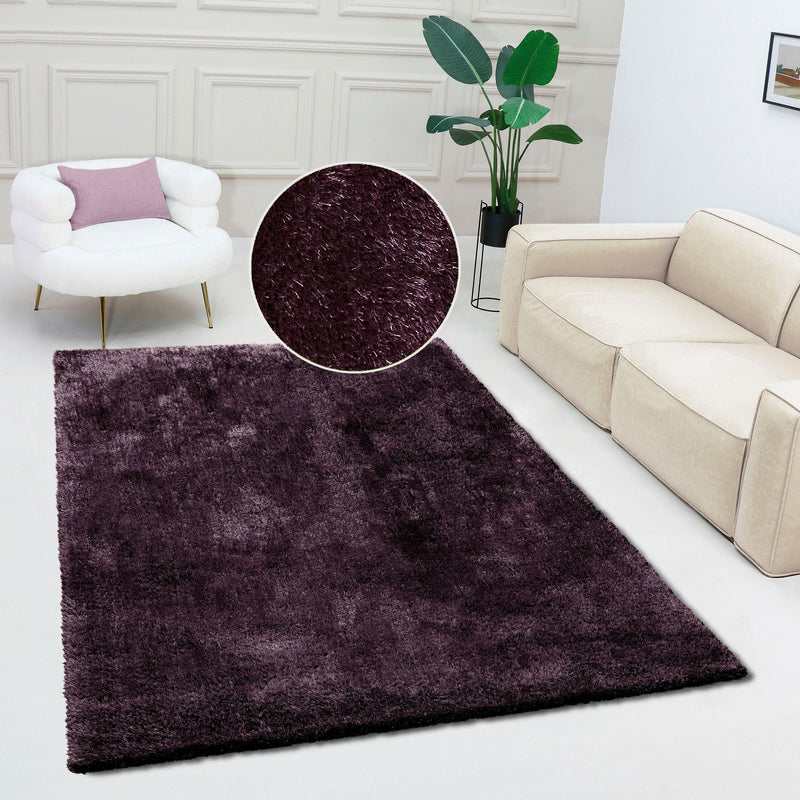 Covor »Dana« moale si pufos, aspect stralucitor, culoare pruna 200x300 cm - LunaHome.ro