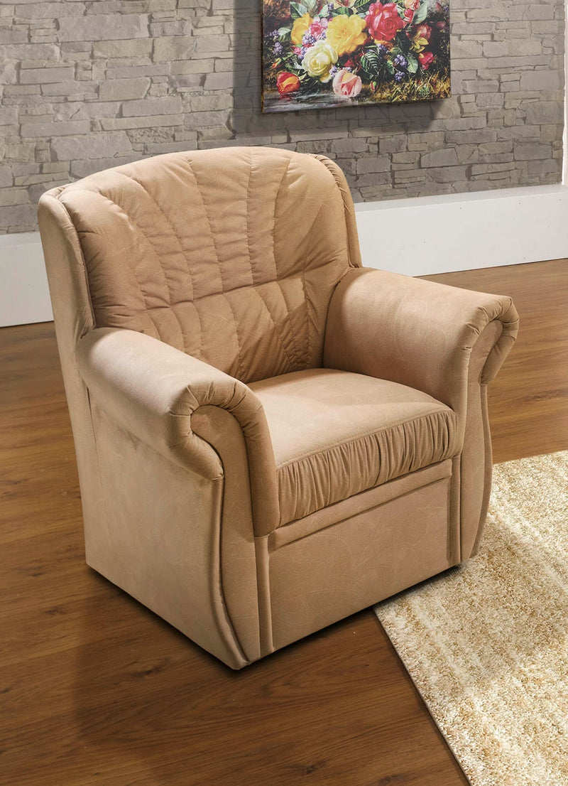 Fotoliu elegant cu tapiterie cappuccino cu model floral - LunaHome.ro