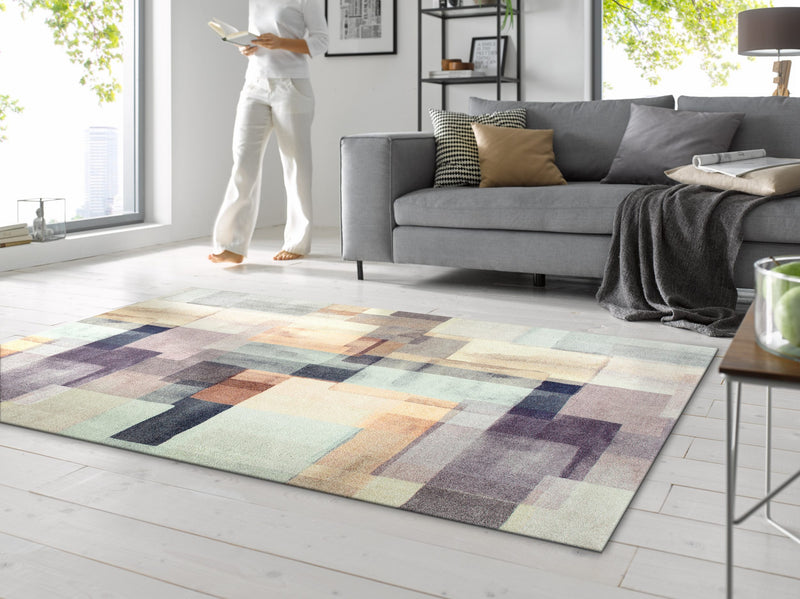 Covor lavabil Wash&dry Gentle Blocks antiderapant multicolor 140x200 cm - LunaHome.ro