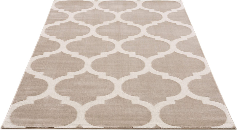 Covor Fenris cu model geometric 3D, crem 120x180 cm - LunaHome.ro