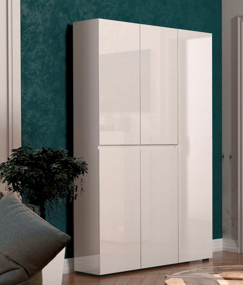 Dulap pantofi KITALY Mister, alb lucios, 200x120 cm - LunaHome.ro