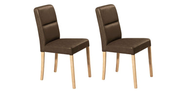 Set 2 scaune de masa Laros din piele eco maro inchis - LunaHome.ro