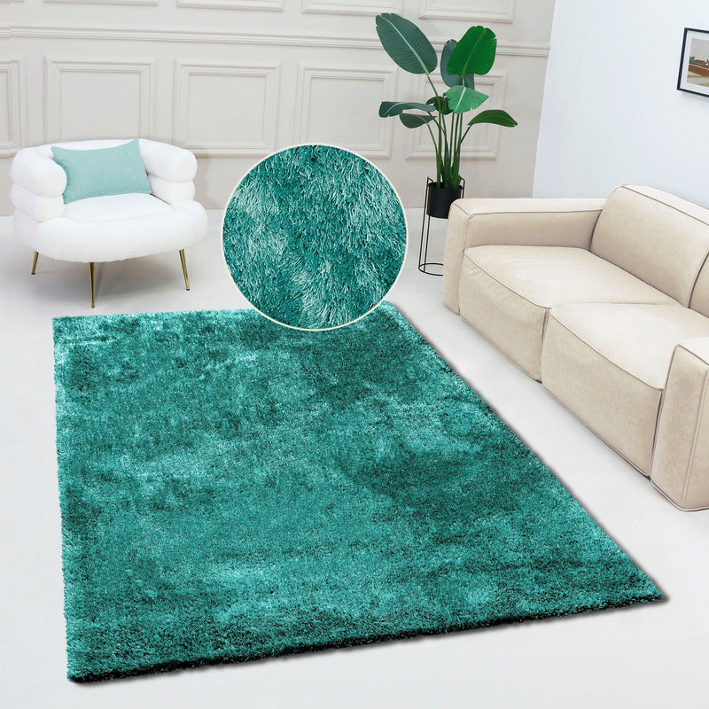 Covor »Dana« moale si pufos, aspect stralucitor turcoaz 240x320 cm - LunaHome.ro
