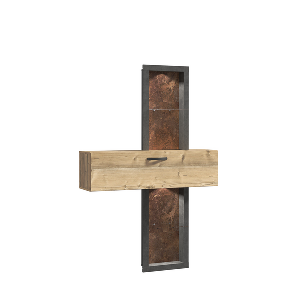 Raft de perete Kalomira cu polițe din sticlă si clapeta 120 cm
