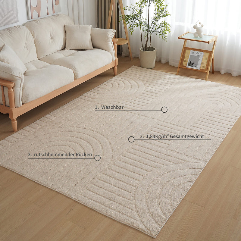 Covor Nelle in stil boho cu model 3D bej 180x280 cm