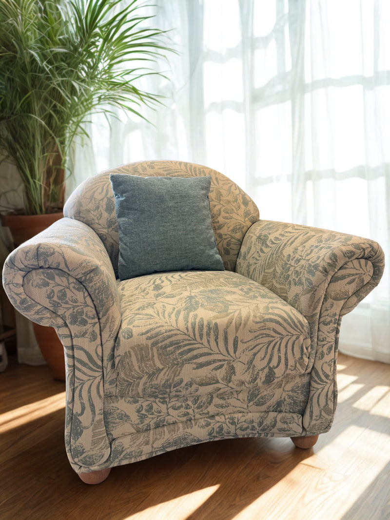 Fotoliu fix in design clasic elegant crem cu verde - LunaHome.ro