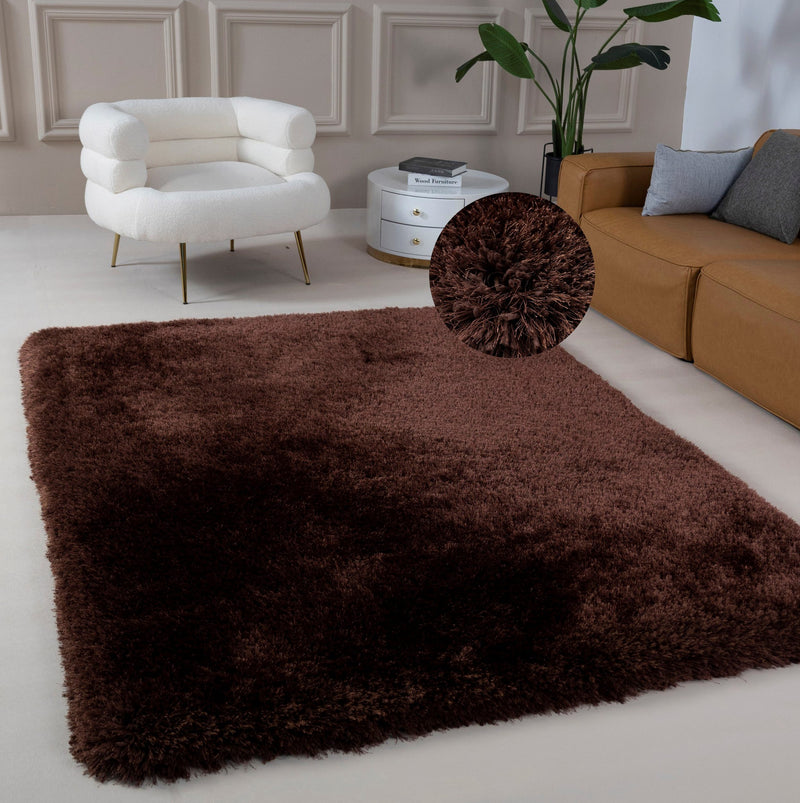 Covor Micro Exclusive maro inchis foarte gros si pufos, 120x180 cm - LunaHome.ro