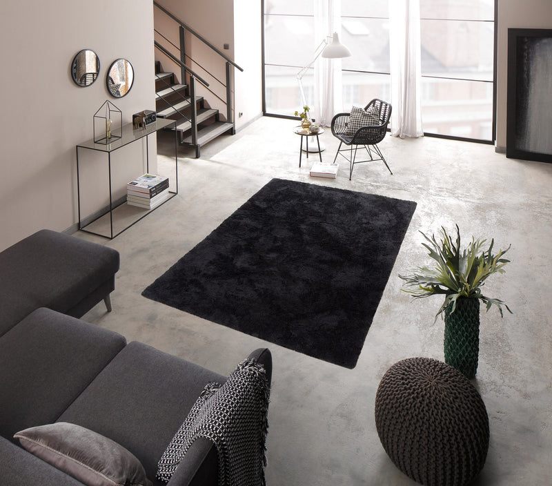 Covor Desner negru foarte moale si pufos cu fir lung 200x200 cm - LunaHome.ro
