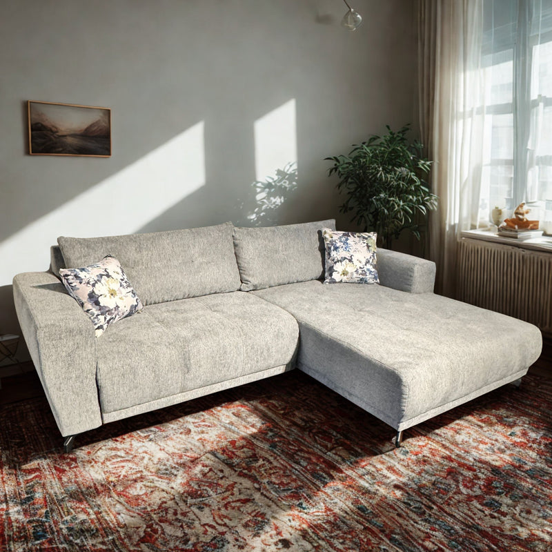 Colțar Costa gri deschis cu reglaj electric 170x245 cm - LunaHome.ro