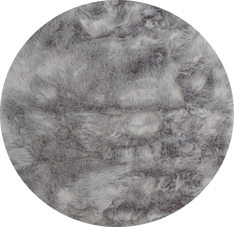 Covor de blană »Valeria« rotund foarte moale si pufos, gri 140 cm - LunaHome.ro