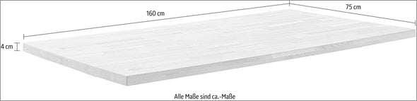 Blat pentru masa Zeballos din lemn de stejar 160x75 cm - LunaHome.ro