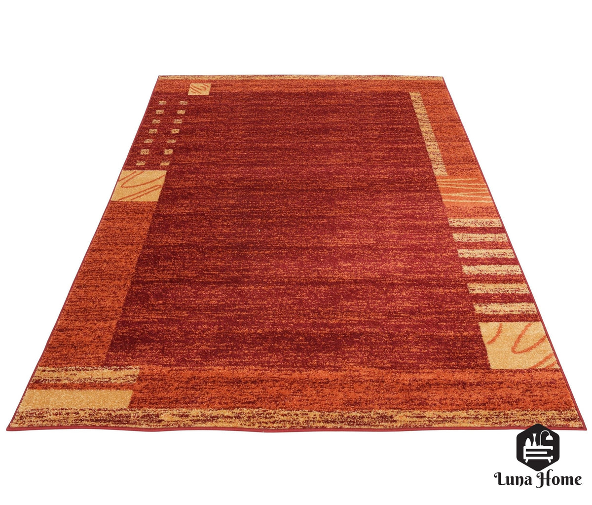 Covor Jonas cu fir scurt, model modern portocaliu inchis 60x90 cm