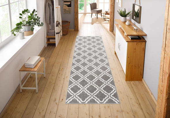 Traversa Debora cu fire scurte gri 90x250 cm - LunaHome.ro