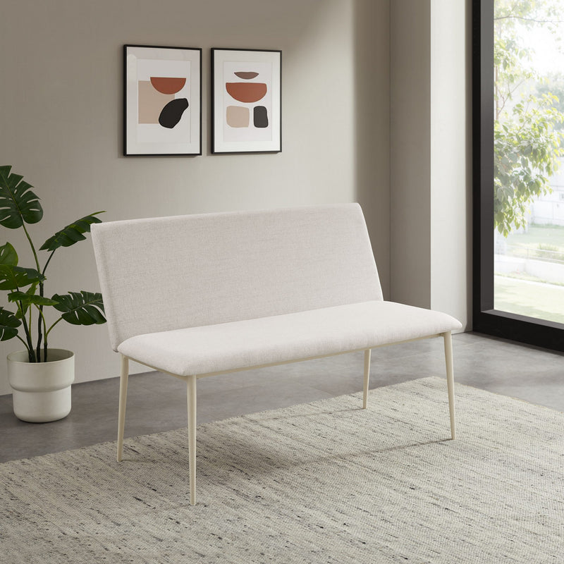 Bancheta Cassy cu bej cu cadru metalic 122 cm - LunaHome.ro