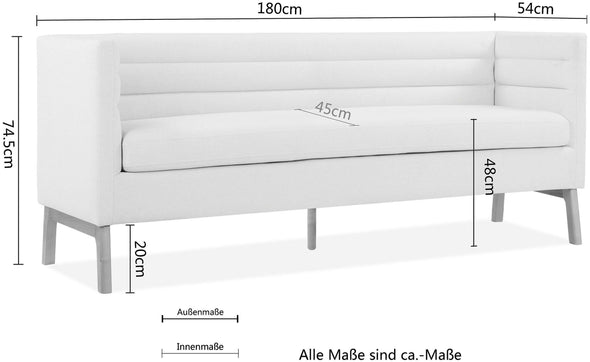 Bancheta Isaline tapitata cu spatar, gri 180 cm latime - LunaHome.ro