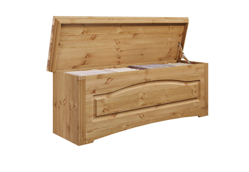 Bancheta Konrad din lemn masiv de pin cu depozitare 132 cm lungime - LunaHome.ro
