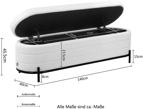 Banchetă Mariela albastră cu picioare metalice 140 cm lungime