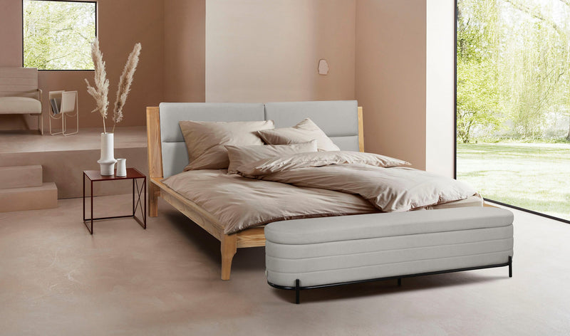 Banchetă Mariela gri cu picioare metalice 180 cm lungime - LunaHome.ro