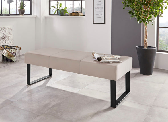 Bancheta Oliver cu tapiterie bej lățime 140cm, cu cadru metalic - LunaHome.ro