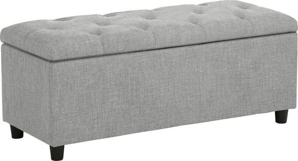 Bancheta tapitata Goronna, cu spatiu de depozitare, gri 100 cm - LunaHome.ro