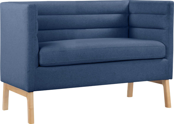 Bancheta albastra Isaline tapitata cu spatar 100 cm latime - LunaHome.ro