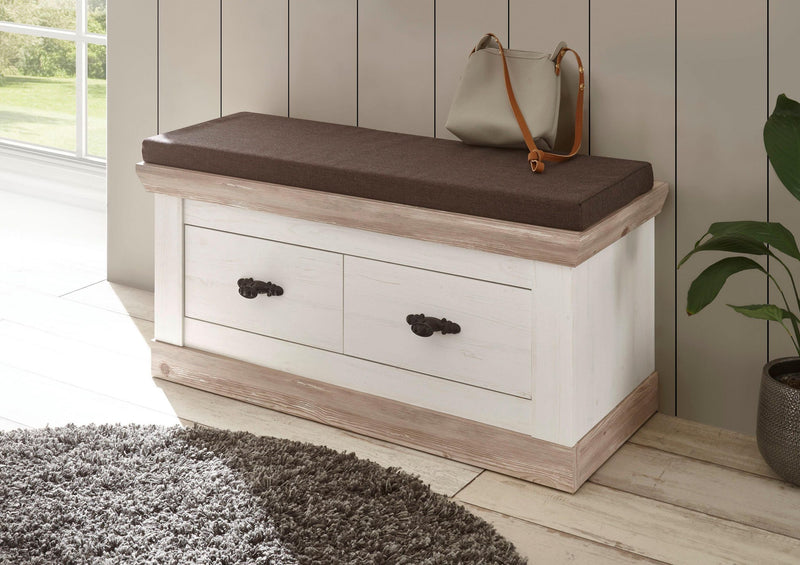 Bancheta cu perna »Florence« cu aspect de lemn, spatiu de depozitare, 107 cm - LunaHome.ro