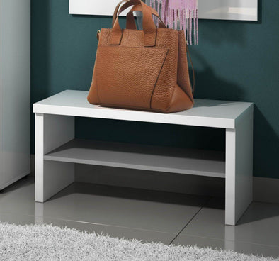 Banchetă de hol Kitaly Atrium cu design minimalist alb lucios 80 cm - LunaHome.ro