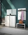 Banchetă de hol Kitaly Atrium cu design minimalist alb lucios 80 cm - LunaHome.ro