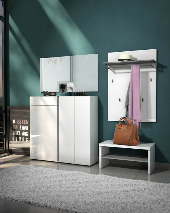 Banchetă de hol Kitaly Atrium cu design minimalist alb lucios 80 cm - LunaHome.ro