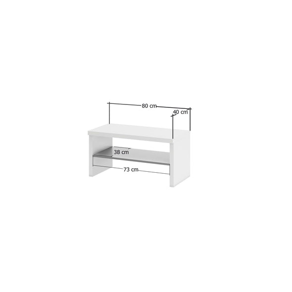 Banchetă de hol Kitaly Atrium cu design minimalist alb lucios 80 cm - LunaHome.ro