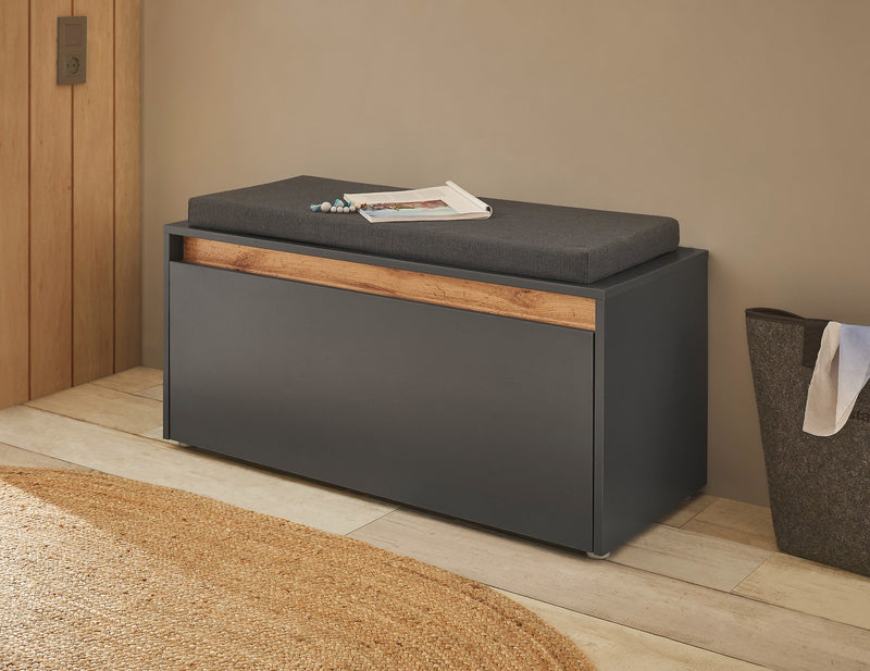 Bancheta de hol City Giron cu perna antracit 100 cm - LunaHome.ro