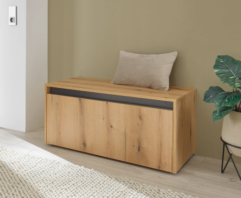 Bancheta de hol City Giron decor stejar cu detalii antracit 100 cm