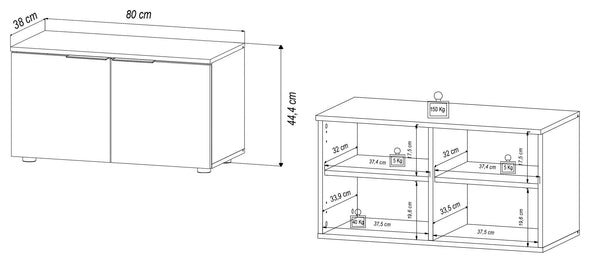 Bancheta de hol Lagos cu spatiu pentru pantofi 80 cm - LunaHome.ro