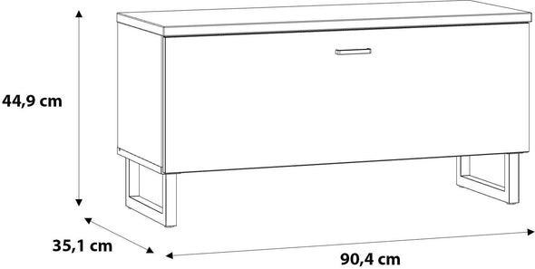 Banchetă de hol cu depozitare Forte alb/gri/stejar, 90 cm lățime - LunaHome.ro