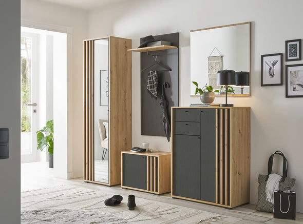 Bancheta de hol pentru pantofi Volano cu riflaj 64 cm - LunaHome.ro