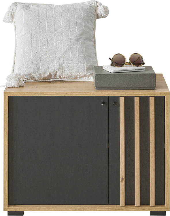 Bancheta de hol pentru pantofi Volano cu riflaj 64 cm - LunaHome.ro