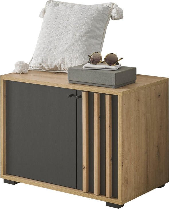 Bancheta de hol pentru pantofi Volano cu riflaj 64 cm - LunaHome.ro