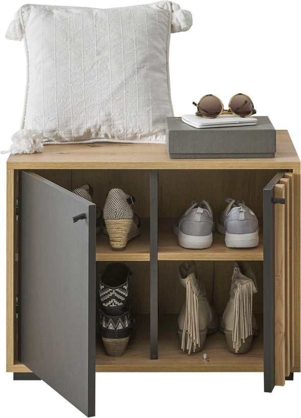 Bancheta de hol pentru pantofi Volano cu riflaj 64 cm - LunaHome.ro
