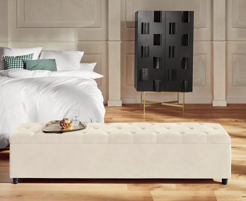 Bancheta pentru pat GMK Relaxy bej cu depozitare 180 cm - LunaHome.ro