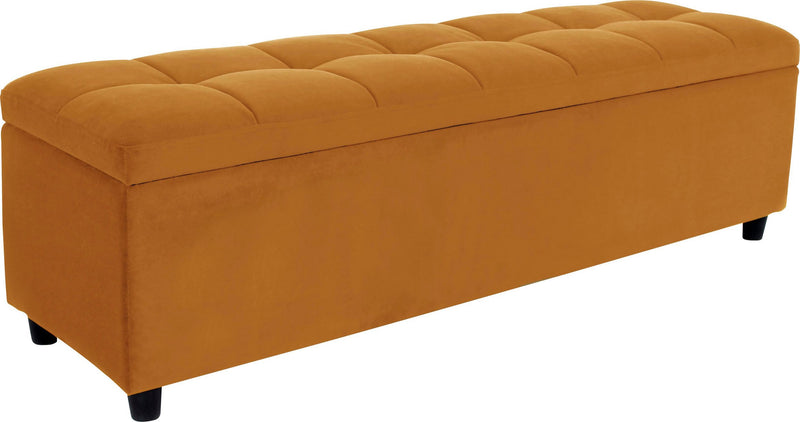 Banchetă tapițată COUCH cu depozitare aurie, 140 cm lățime - LunaHome.ro