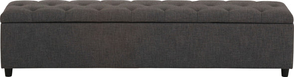 Bancheta tapitata Goronna, cu spatiu de depozitare, gri 180 cm