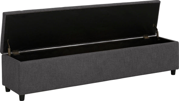 Bancheta tapitata Goronna, cu spatiu de depozitare, gri 180 cm