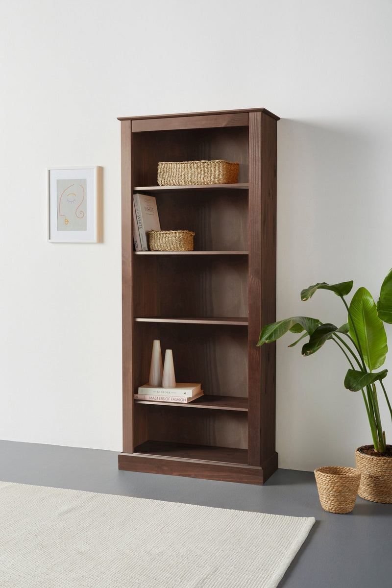 Bibiotecă Liotta din lemn masiv de pin maro închis, 77 cm latime - LunaHome.ro