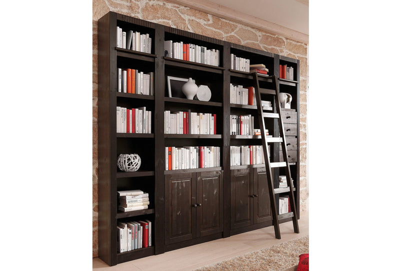 Biblioteca Bergen cu usi si sertare din lemn de pin maro 255 cm - LunaHome.ro
