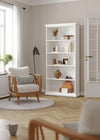Bibliotecă albă Paris din Mdf cu frezari decorative 96 cm lățime