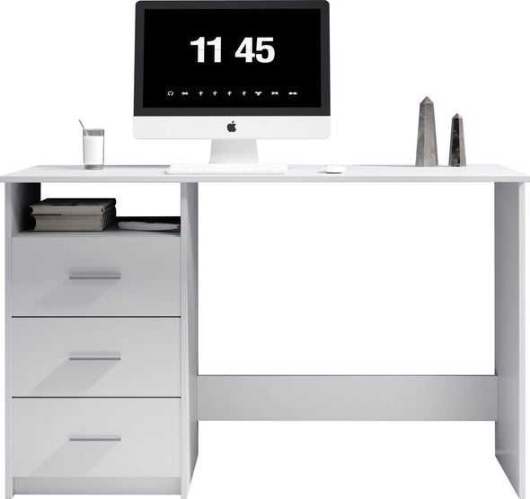 Birou Adria alb mat cu 3 sertare reversibilie 123 cm lățime - LunaHome.ro
