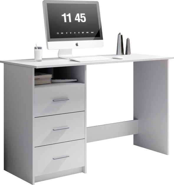 Birou Adria alb mat cu 3 sertare reversibilie 123 cm lățime - LunaHome.ro