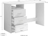 Birou Adria gri beton cu alb mat cu 3 sertare reversibilie 123 cm lățime