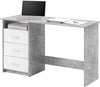 Birou Adria gri beton cu alb mat cu 3 sertare reversibilie 123 cm lățime