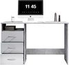 Birou Adria gri beton cu alb mat cu 3 sertare reversibilie 123 cm lățime